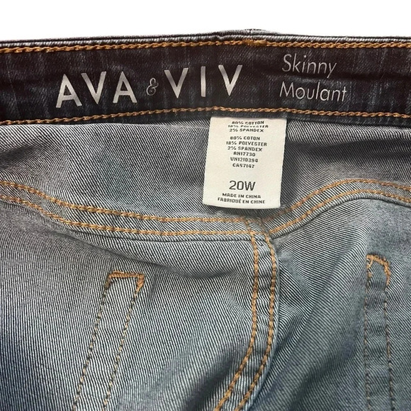 AVA & VIV Skinny Moudant Dark‎ Wash Jeans Size 20W - Picture 3 of 6